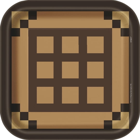 Unique Industries ' Minecraft Square 9" Dinner Plates, 8ct