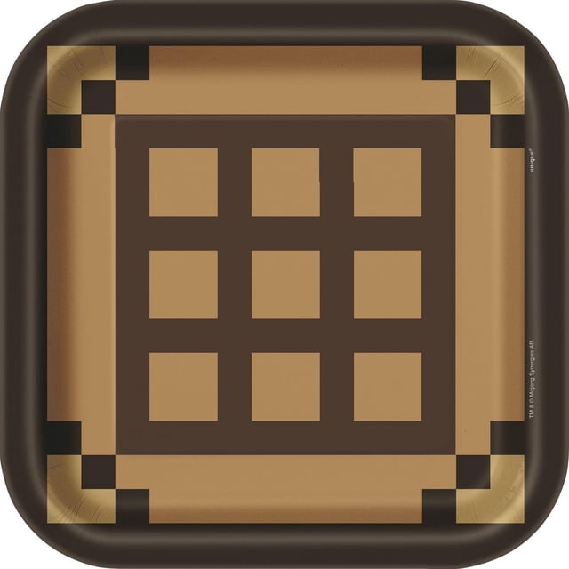 Unique Industries ' Minecraft Square 9" Dinner Plates, 8ct