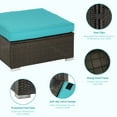 thumbnail image 3 of ACEGOSES 5 Pieces Patio Furniture Sets Outdoor Sectional Rattan Conversation Sofa, Tempered Glass Tabletop - Dark Brown Wicker/Lake Blue Cushions, 3 of 7