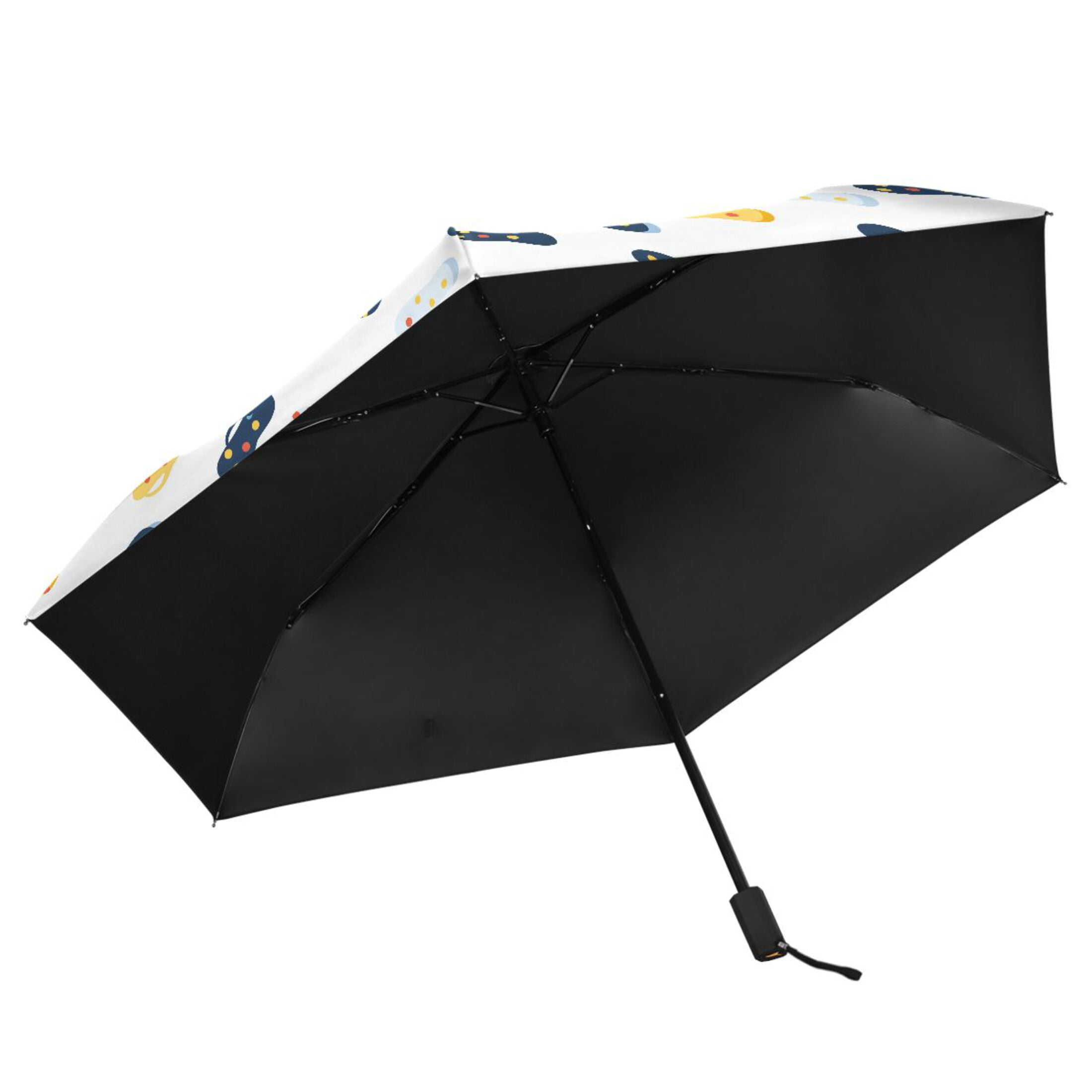 Flip Flop with Dots Compact Sun Umbrella Windproof Travel Umbrellas for Rain Strong Portable UV Protection