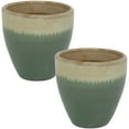 thumbnail image 2 of Sunnydaze Resort Ceramic Outdoor Flower Pot Planter - Seafoam - 10" - Set of 2, 2 of 7