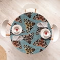 thumbnail image 4 of Ambesonne Tropical Fitted Round Tablecloth, Tiger Butterfly Garden Art, 56"- 60" Diameter, Dark Peach Blue Grey, 4 of 5