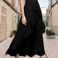 thumbnail image 4 of Cintura Wrap Faldas Pantalones Falda larga casual para mujer Cintura elástica Estilo elegante Traje diario (Negro S) Ygjytge para Mujer Negro T L, 4 of 6