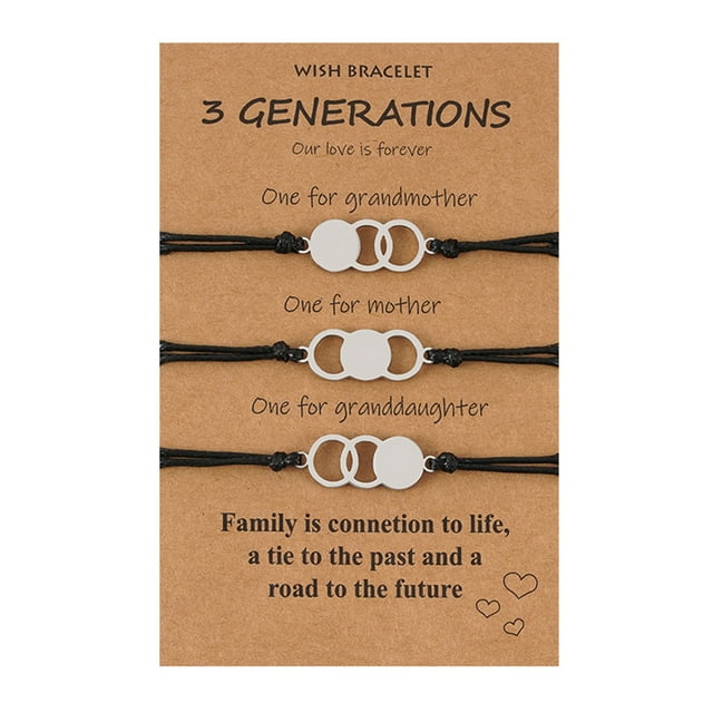 Regalo de joyería de pulseras familiares de 3 piezas para la madre abuela y nieta