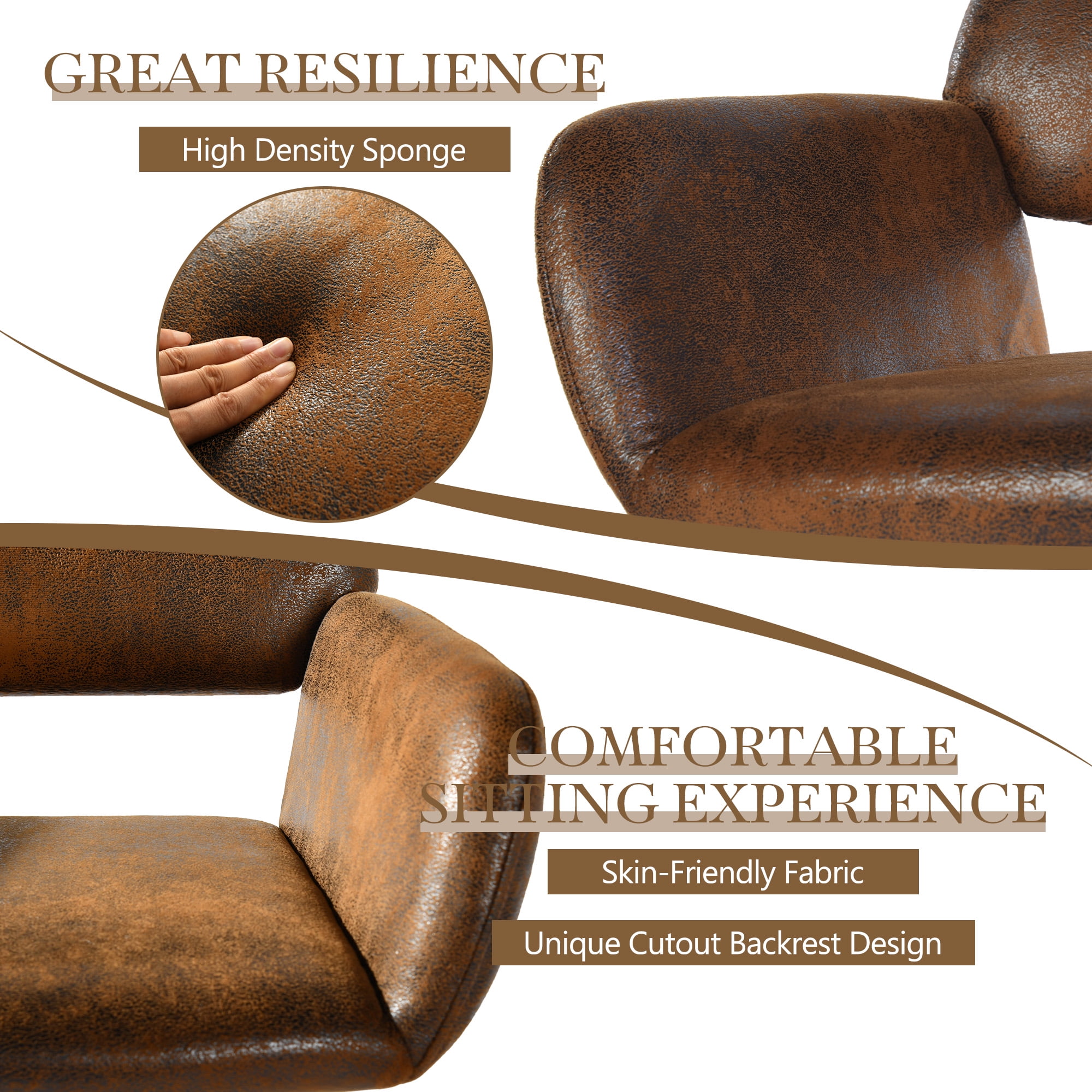 Chaises de bureau ergonomiques Homy Casa pour salle de réunion et bureau à domicile, similicuir brun