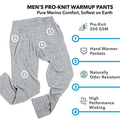 Wicking Breathable Anti-Odor Woolly Clothing Men's Merino Wool Warm Up Sweatpant 