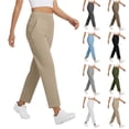 thumbnail image 2 of Yungyresw High Waisted Ankle Pants For Women Straight Leg Elastic Waist Lightweight Athletic Pants Stretch Running Workout Trousers Black XL, 2 of 7