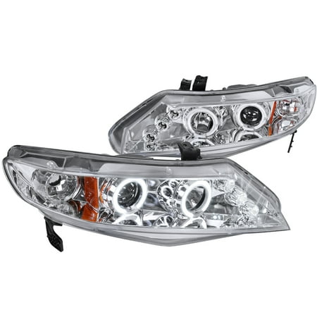 2005 Honda Civic Headlight - Spec-D Tuning 2006-2011 Honda Civic 4D Led Twin Halo Projector Headlights 2006 2007 2008 2009 2010 2011 (Left + Right)