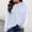 Light Blue, variant on Olyvenn Jacquard Chiffon Casual Shirts Women's Plus Size Fashion Print Solid Color Long Sleeves Bell Sleeve Blouse Crew Neck Tops Female Leisure Pink M