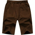 thumbnail image 6 of Tyhengta Mens Shorts Casual Drawstring Zipper Pockets Elastic Waist Coffee 38, 6 of 8