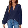 thumbnail image 2 of TODOZO Chiffon Tops for Women Flowy Tops for Women Womens Summer Tops Womens Casual Long Sleeve V Neck Shirts Flowy Business Work Blouses S Xxl Navy M, 2 of 4