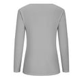 thumbnail image 5 of AXXD Women's Sweatshirts Gray Basic Summer 2024 Lace Solid Color Pullover V-Neck Long Sleeve T-Shirt Top, 5 of 6