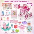 thumbnail image 4 of Aijohnny Baby Doll Stroller Toys Set with 12" Baby Doll, Quilt Pillow,Rocking Horse, Doll Accessories and 2 Sets Doll Clothes, Baby Doll Toys for Kids 3-5 5-7 Gifts, 4 of 9