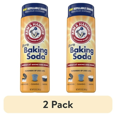 (2 pack) ARM & HAMMER Baking Soda Refillable Shaker, For Baking, Cleaning & Deodorizing, 12 oz