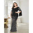 thumbnail image 4 of AURA Plus Size Sequin Round Neck Evening Gown Long Sleeve Elegant Slim Fit Formal Party Maxi Dress, 4 of 7