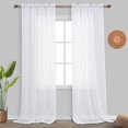 thumbnail image 2 of Koufall White Sheer Curtains 96 Inches Long 2 Panel Set Drapery Faux Linen Rod Pocket Shabby Chic Curtains For Bedroom Living Room 96 Inch Length, 2 of 4