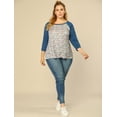 thumbnail image 3 of BluTop Floral Cuello Redondo Y Mangas Raglán 3/4 TalGrande PaMujer Azul XL, 3 of 6