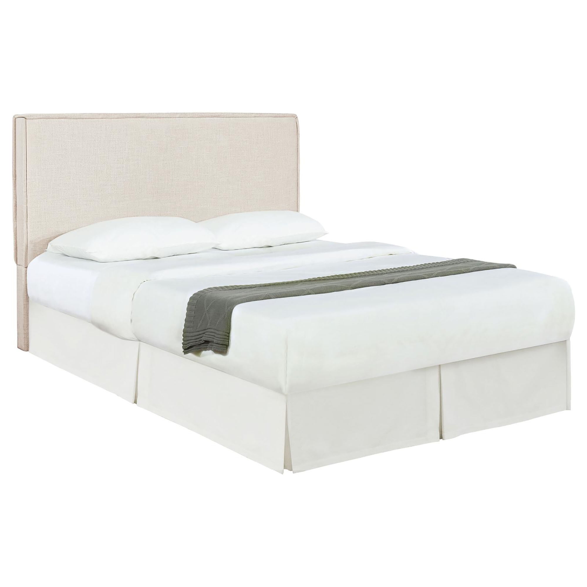 Queen Size Sand Upholstered Headboard with Flange Details, 65" Wide Fabric Headboard for Bedroom, Modern Pine Wood Frame
