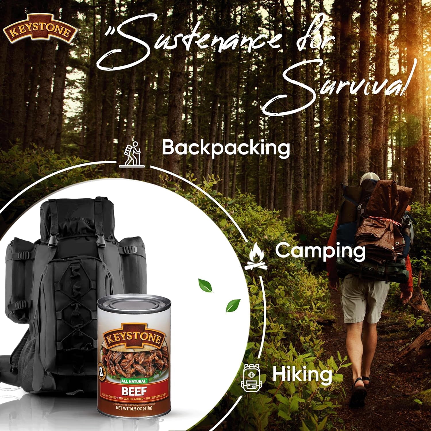 (12 Pack) Keystone All Natural Beef 14.5 oz Can ✅ Emergency Survival Food For Camping Hiking and Backpacking Ready to Eat- Pack of 12 Cans ✅