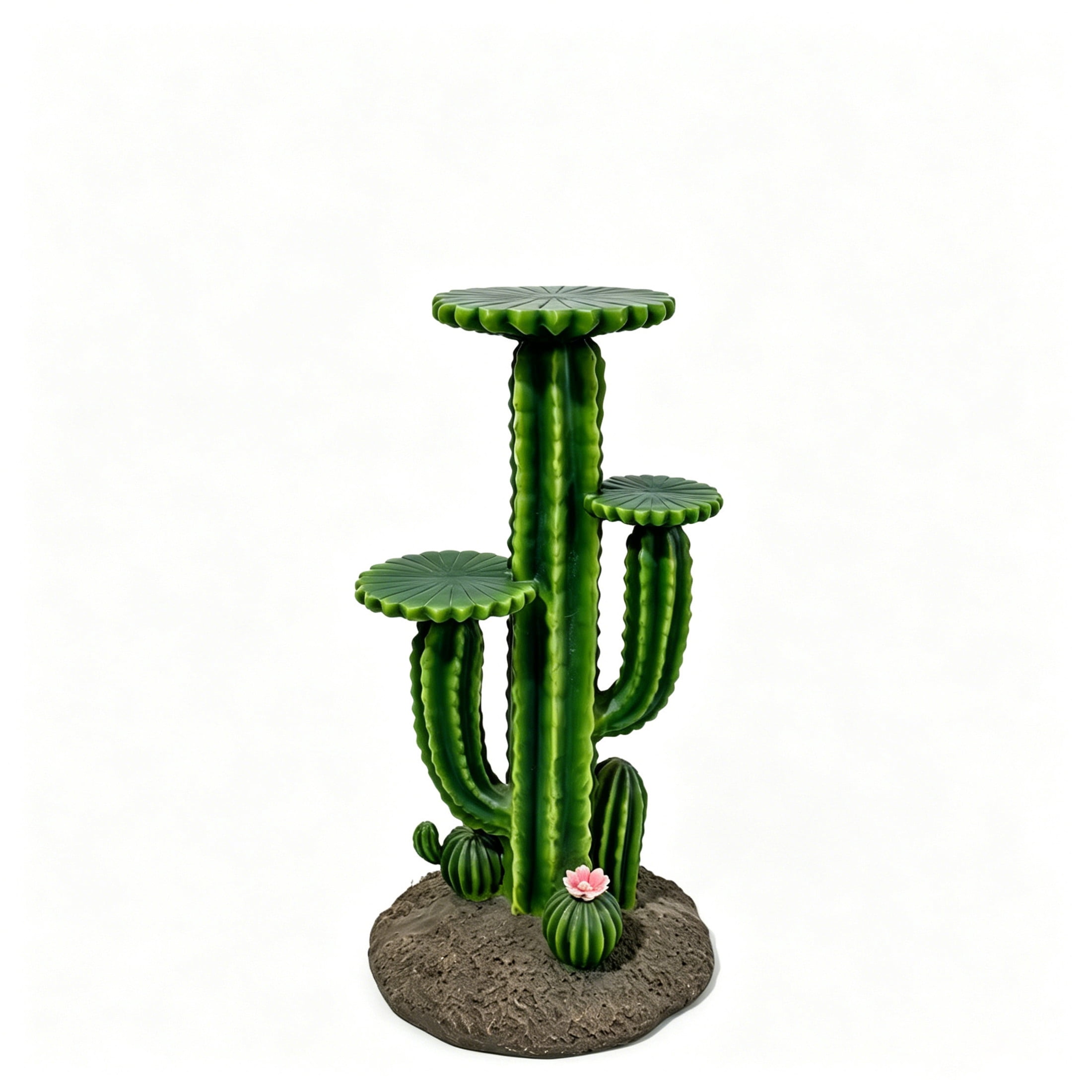 GDF Studio 32" Saguaro Cactus Plant Stand with 3 Display Shelves, Multi-Tier Weatherproof Resin Outdoor Garden Decor