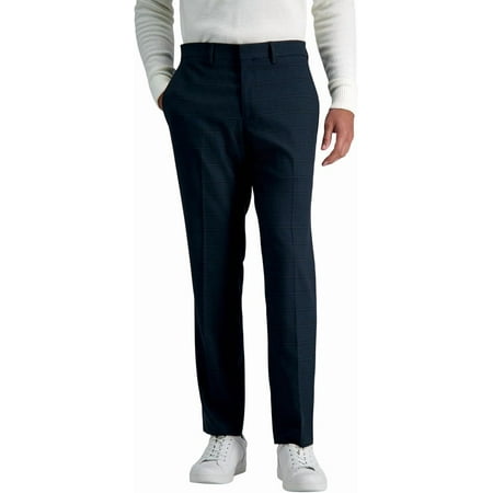 Kenneth Cole Mens Slim fit Dress Pants 36 / 34 Grey Green Check Stretch