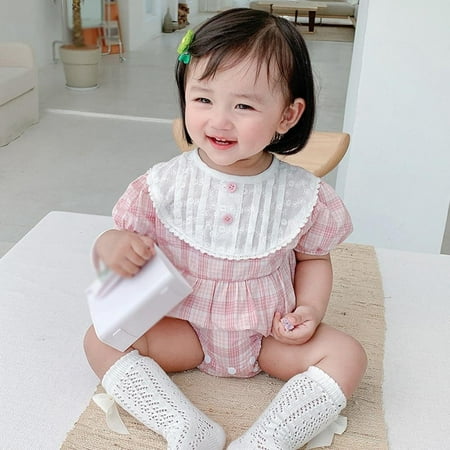 

Baby Girl Lace Fart Clothes Short-Sleeved Jumpsuit Small Fresh Romper