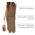 thumbnail image 4 of Conjunto de 2 Piezas para Mujer PRETTYGARDEN Top sin Mangas y Falda Midi Camel Talla L, 4 of 9