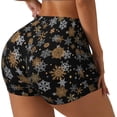 thumbnail image 2 of Kdxio White And Yellow Snowflakes Print Workout Shorts for Women Seamless Soft Smooth Gym Yoga Scrunch Active Shorts, 2 of 5