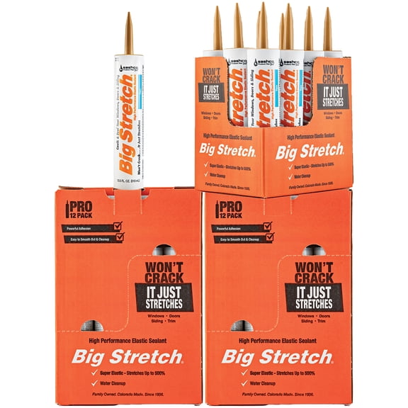 36-Pack of 10.5 oz Sashco 10014 Tan Big Stretch Water-Based Elastomeric Sealant