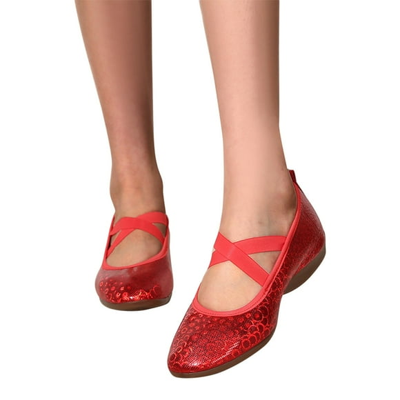 TOWED22 Flats For Women,Women's Flats Shoes Ballet Flats for Women Scalloped Collar Pointed Toe Slip On Mesh Dress Shoes,Red