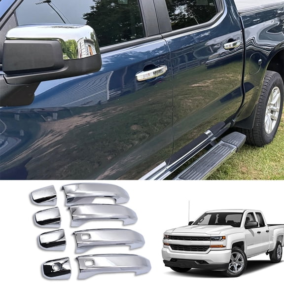 4Pcs For Chevy Silverado 1500 2019-2024 Chrome Door Handle Cover Trim W/Smartkey