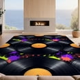 thumbnail image 2 of Design&I 3'x5' Ultra Soft Throw Mat, Vinyl Turntable Abstract Splatter Musical Notes Record Retro Refined Structured None Fluffy Washable Easy Care Indoor rug for Bedside Hallway, 2 of 7