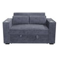 thumbnail image 6 of Dark Gray Corduroy Upholstered 2-Seat Sleeper Sofa Couch with Cup Holders &amp; USB Ports - Convertible Pull-Out Bed, Modern Living Room Furniture, 59" W x 34" D x 33" H, 6 of 8