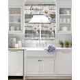 thumbnail image 3 of White Green Blue Swag Kitchen Curtains Sets for Windows 24 Inch Length, Vintage Wooden Rustic White Daisy Floral Short Window Curtain Panels Swags Valances and Tiers 3 Piece Set for Cafe/Dining Room, 3 of 5