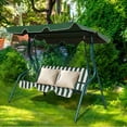 thumbnail image 2 of SUGIFT 3-Seat Patio Swing Chair,Outdoor Porch Swing with Adjustable Canopy and Durable Steel Frame for Patio, Garden, Poolside (Green), 2 of 9