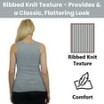 thumbnail image 3 of 3-Pack Women's Regular Fit Cotton Blend Ribbed Tank Tops - Soft Breathable, Gym & Lounge Wear (M-2XL), 3 of 5