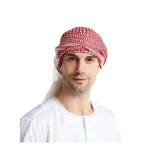 Lallc Men Muslim Hijab Scarf Turban Islamic Keffiyeh Arab Headwrap