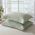 thumbnail image 4 of URBONUR Sage Green Quilted Pillow Shams Standard Size, 100% Cotton Farmhouse Pillow Shams, 2 Pack Soft Breathable Skin-Friendly Bed Pillow Shams 20''× 26'' for All Season, 4 of 8