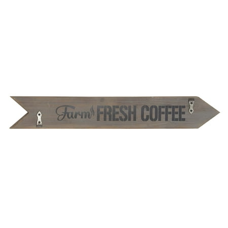 Decorative Address Signs Decmode Farmhouse Wood And Metal Farm Fresh Coffee Arrow-Shaped Decorative Wall Sign, Gray ()