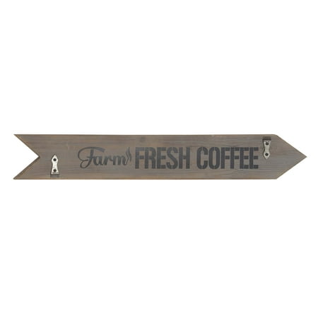 Decmode Farmhouse Wood And Metal Farm Fresh Coffee Arrow-Shaped Decorative Wall Sign,