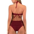 thumbnail image 6 of 2DXuixsh Bathing Suits for Juniors Shorts Neck Women's Waist High Swimsuit V Two Pieces Crochet Set Lace Bikini Swimwears Set Swimsuits for Women 3 Piece Red M, 6 of 7