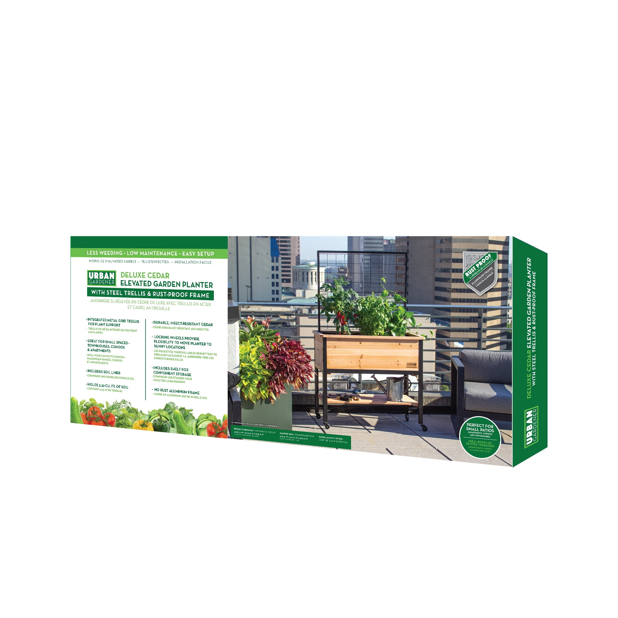 Panacea Cedar Elevated Garden Planter with Trellis, Outdoor Raised Bed Planter