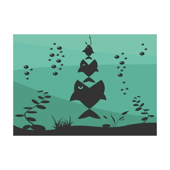 Ambesonne Fishing Jigsaw Puzzle, Underwater Life Themed, Heirloom-Quality Fun Activity for Family Durable Cardboard, 1000 pcs, Teal Grey