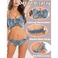 thumbnail image 4 of Ausing Womens Bikini Denim Lingerie Set Strappy Bra and Hot Shorts Adjustable Halter Neck Pool Party Nightclub Blue S, 4 of 5