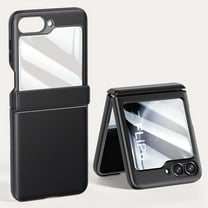 Dteck for Samsung Galaxy Z Flip 6 Case with Hinge Protector, Built-in Screen Protector Slim Leather Back PC Frame Protective Cover for Samsung Z Fold6 5G,Black