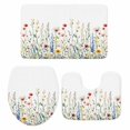 thumbnail image 2 of Watercolor Wildflower Bathroom Rugs Set Spring Flower Leaf Plant Non Slip Absorbent Soft Bath Mats 3 Piece Set with Bathroom Rug, U-Shaped Floor Mat, Toilet Seat Cover Large Size, 2 of 9