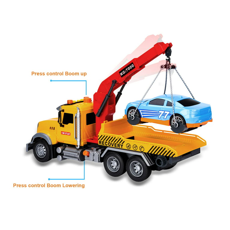 Tow Truck Toy with Hooks and Car for Kids Boys Girls Friction