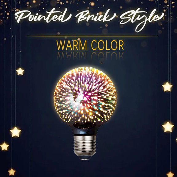 AJKSFHIU Firework Light Bulbs,LED Filament Lamp,LED Light Bulb,3D Fireworks Starry Light Bul,Multicolor Glass Vintage Starry Lamp for Holiday Party Disco Bar Christmas,3DFireworks LED Bulb