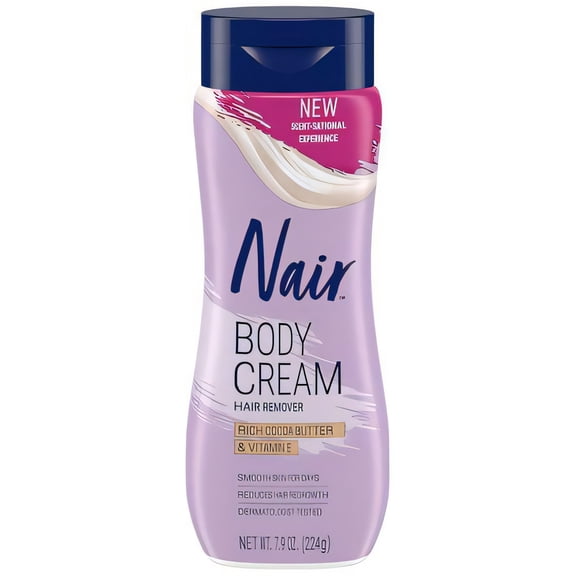 Nair Body Cream Hair Remover Cocoa Butter and Vitamin E Body Hair Removal Cream for Women 7.9 Oz