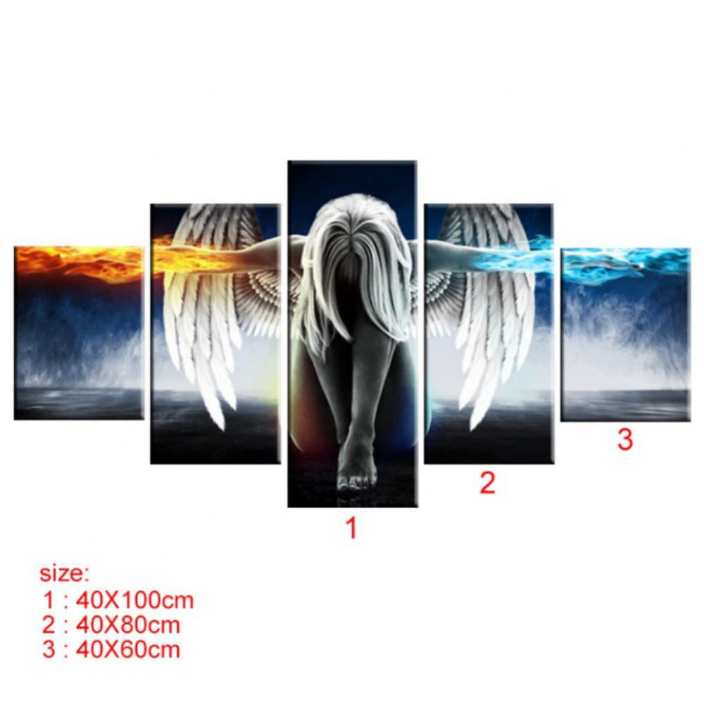 5Pcs Modern Angel Ice&Fire Canvas Print Art Painting Wall Picture Home Decor US 